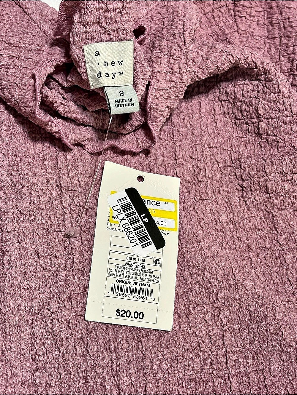 a new day Short-Sleeve Mock Neck Textured Top Pink Small - Picture 2 of 3